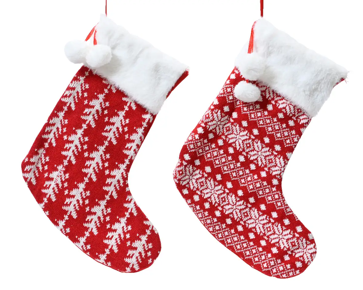 Kerstsokken Scandinavië rood 36 cm (set 2 stuks)