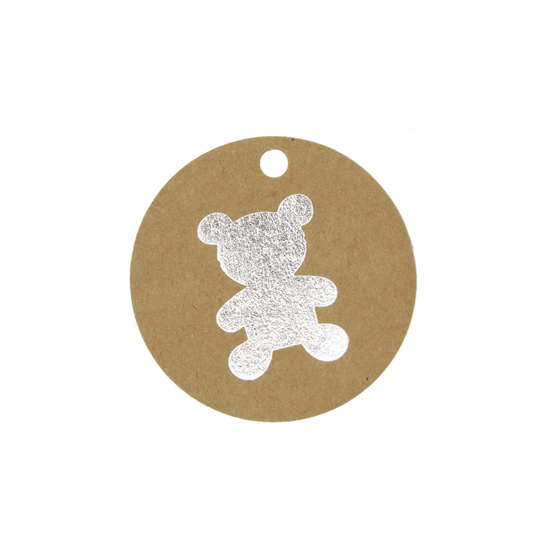 Cadeaukaartje teddybeer zilver 5 cm (50 stuks)