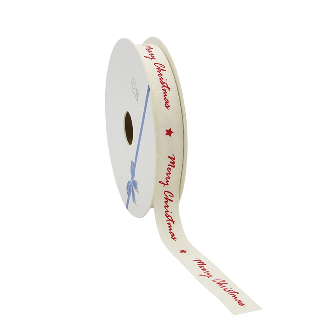 Kerstlint katoen merry christmas rood 15 mm (20 meter)