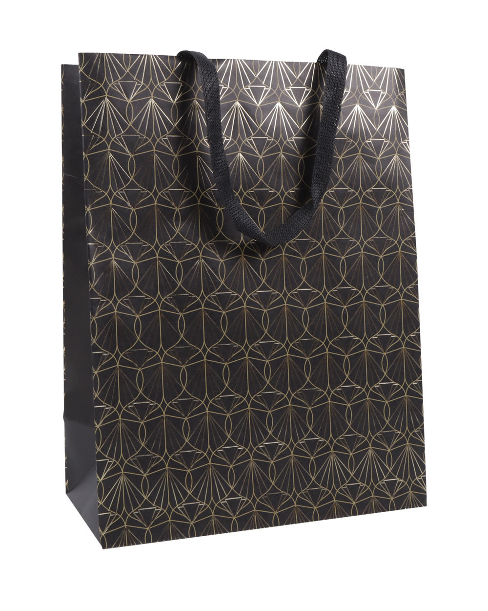 Cadeautas crystal zwart goud 18 x 10 x 23 cm (10 stuks)