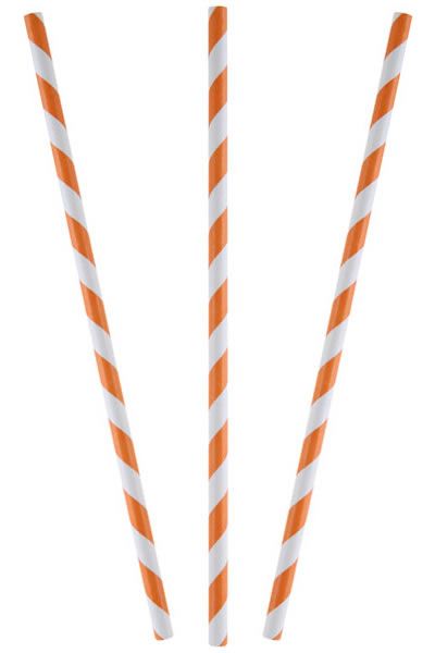 Papieren rietjes streep oranje (20 stuks)