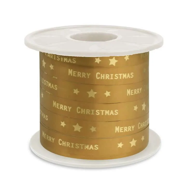 Krullint merry christmas goud 10 mm (100 meter) Krullint merry christmas goud 10 mm (100 meter)