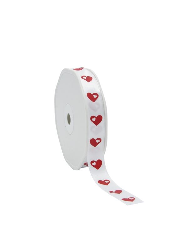 Cadeaulint love hearts wit 15 mm (25 meter)