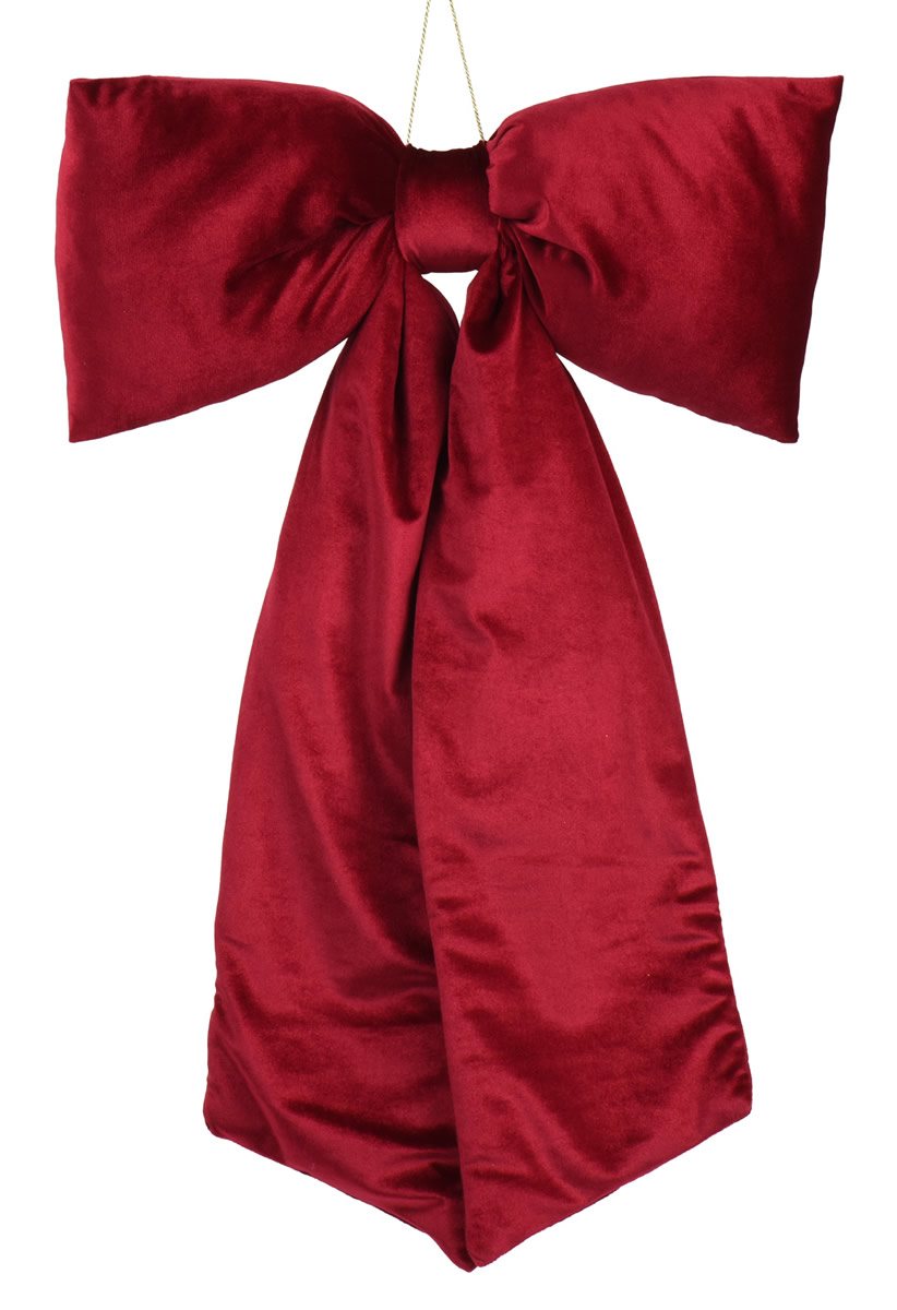 Decoratie strik velvet bordeaux 48 x 80 cm (per stuk)