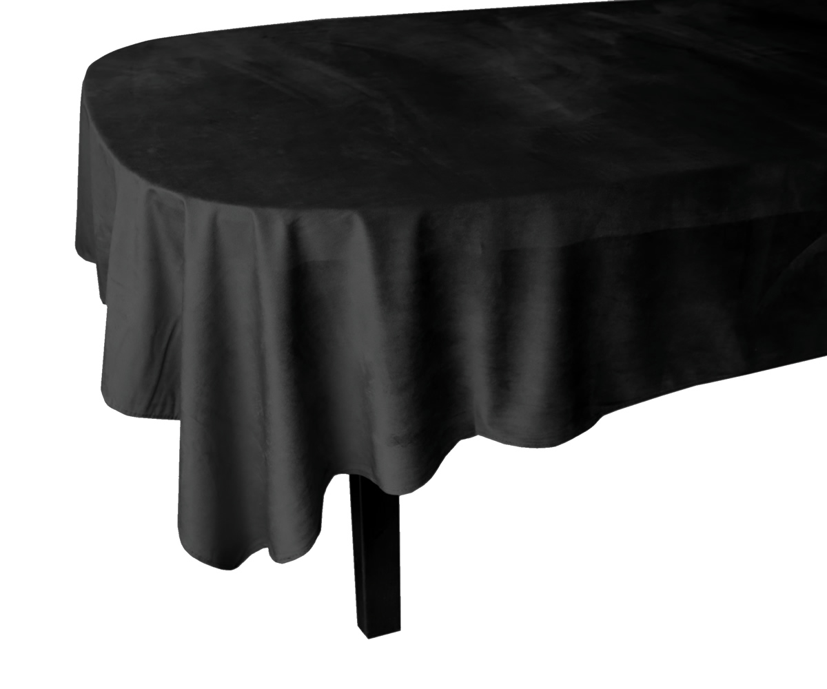 Tafelkleed velvet zwart 245 x 145 cm (per stuk)