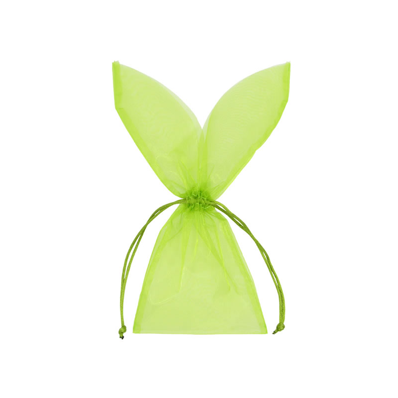 Organza zakjes paashaas limegroen 29 x 12 cm (10 stuks)