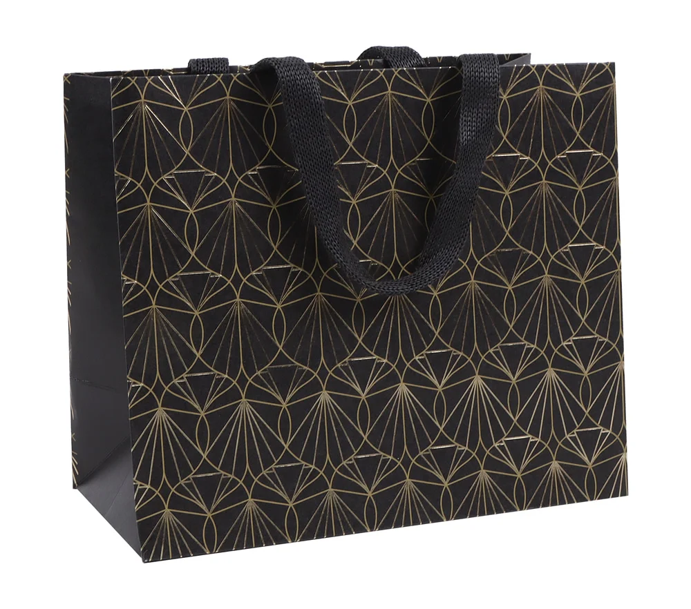 Cadeautas crystal zwart goud 25 x 10 x 22 cm (10 stuks)