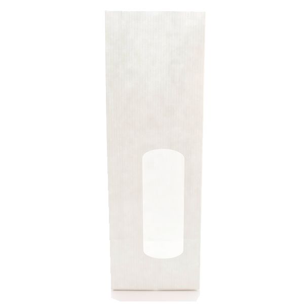 Kraft blokbodemzakjes met venster wit 55 x 35 x 175 mm (25 stuks)