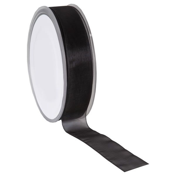 Organza lint zwart 25 mm (50 meter)