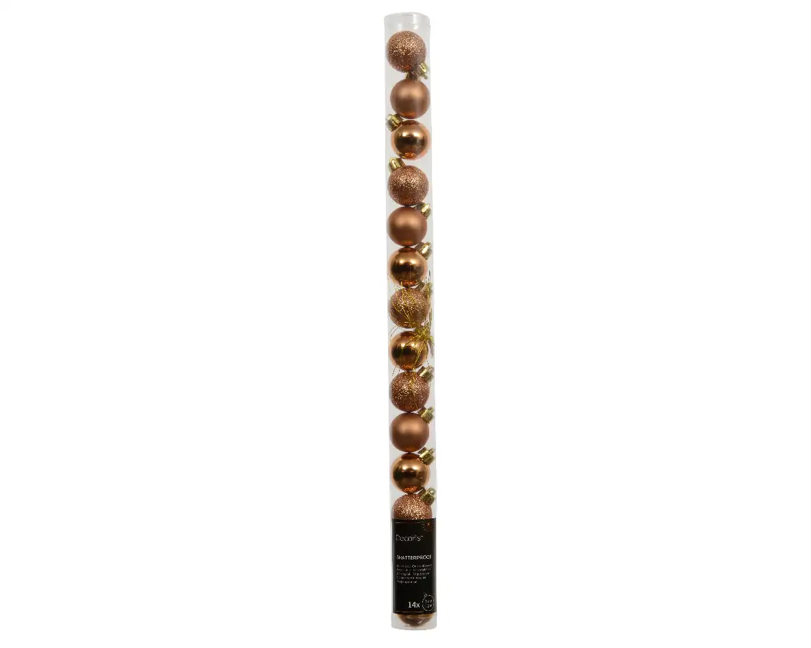 Kerstballen brandy 3 cm assorti (14 stuks)