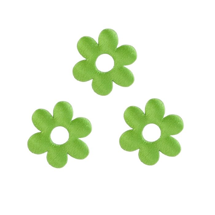 Decoratie bloemen satijn groen 3 cm (24 stuks)