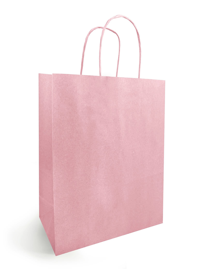 Papieren draagtassen roze 18 x 8 x 22 cm (50 stuks)