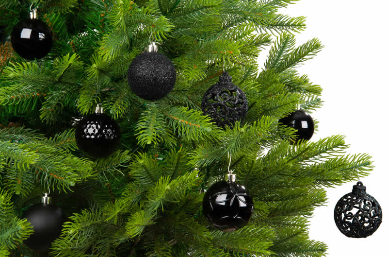 Kerstballen zwart 6 cm assorti (37 stuks)