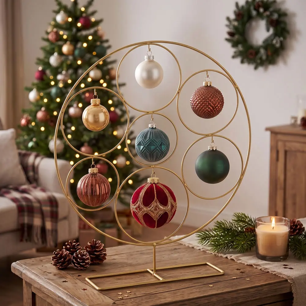Kerstbalstandaard goud rond metaal 38 x 43,5 cm (per stuk) Kerstbalstandaard goud rond metaal 38 x 43,5 cm (per stuk)