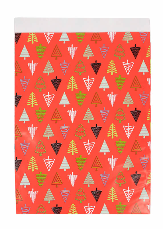 Papieren zakjes kerstboom rood A4 25 x 34 + 4 cm (100 stuks)