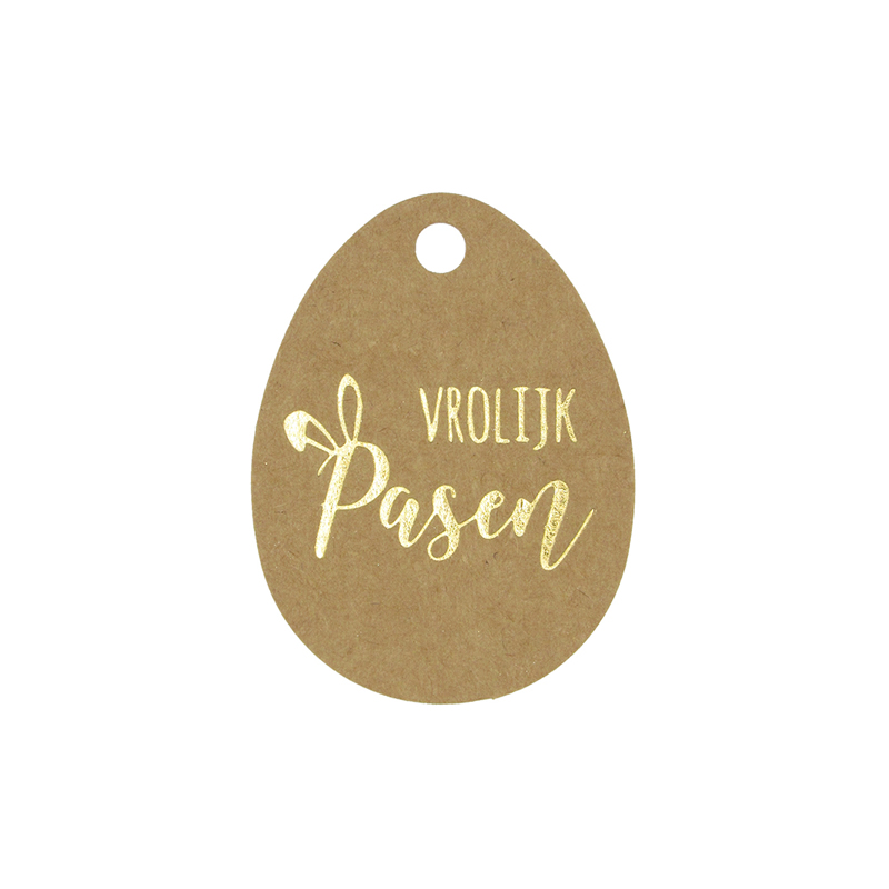 Cadeaukaartje vrolijk Pasen goud 5 cm (50 stuks)