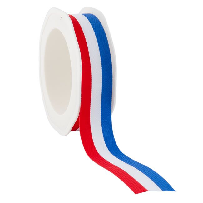 Cadeaulint rood wit blauw 25 mm (20 meter)