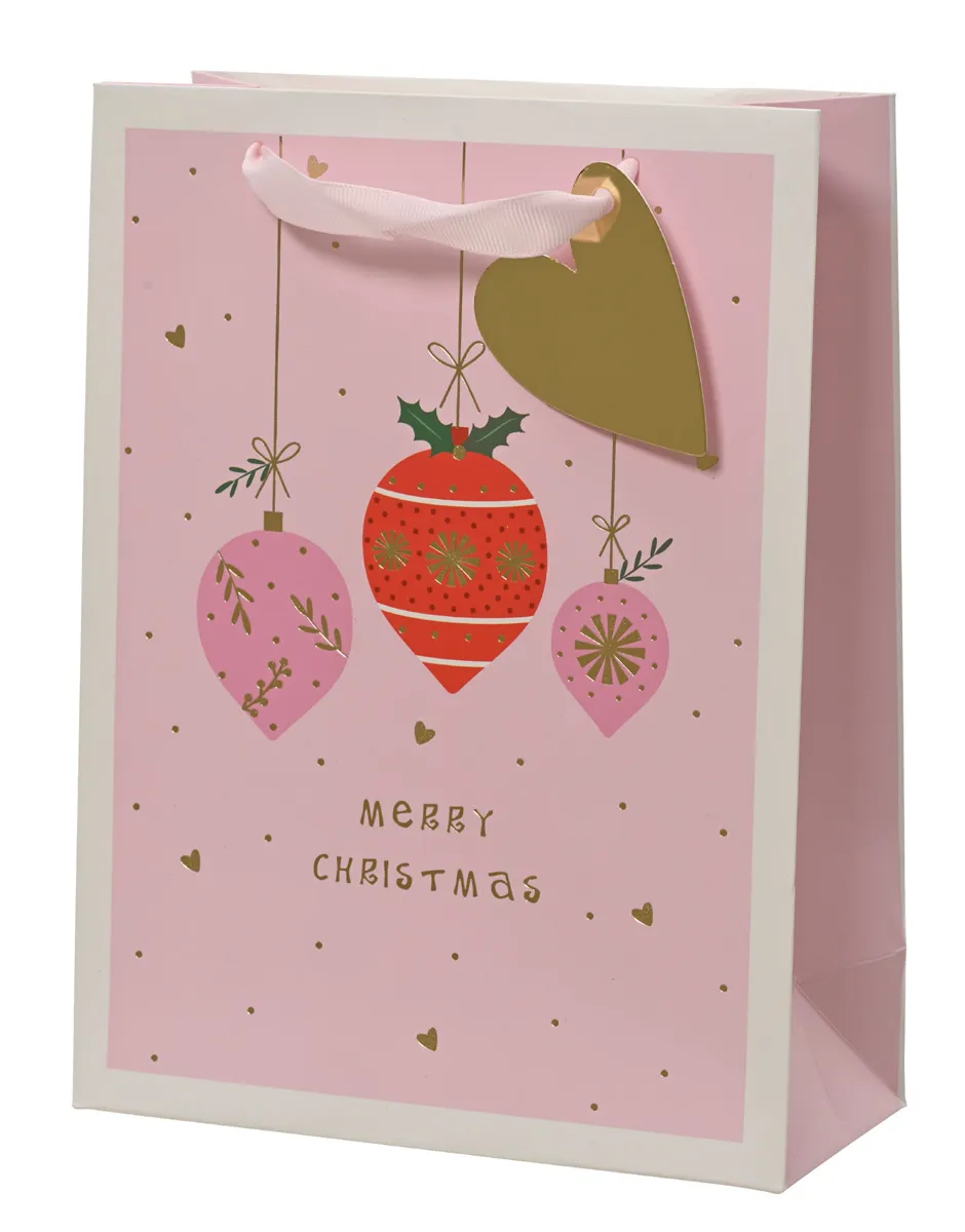 Kersttasjes Merry Christmas roze 30 x 12 x 42 cm (6 stuks) Kersttasjes Merry Christmas roze 30 x 12 x 42 cm (6 stuks)