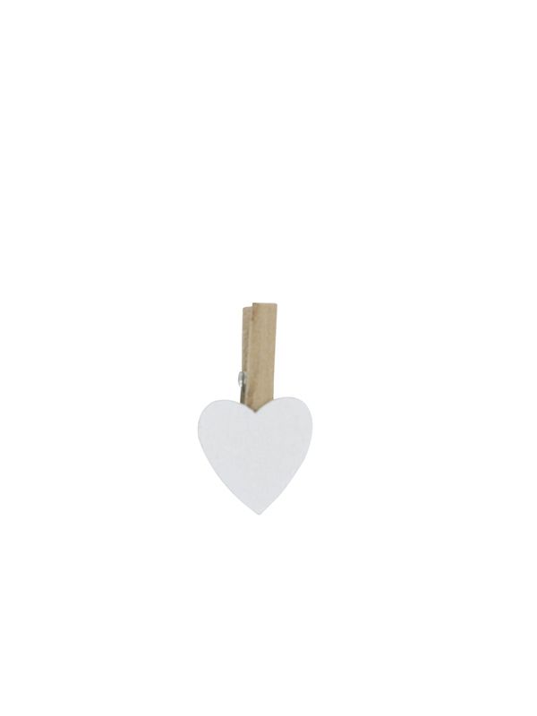 Mini knijper met hart wit 2 cm (36 stuks)