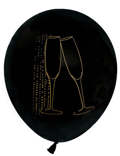 Ballonnen champagne zwart 23 cm (8 stuks)