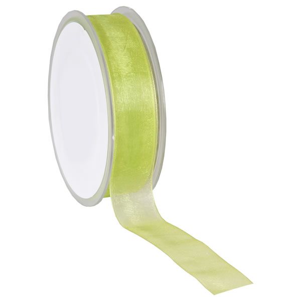 Organza lint limegroen 25 mm (50 meter)