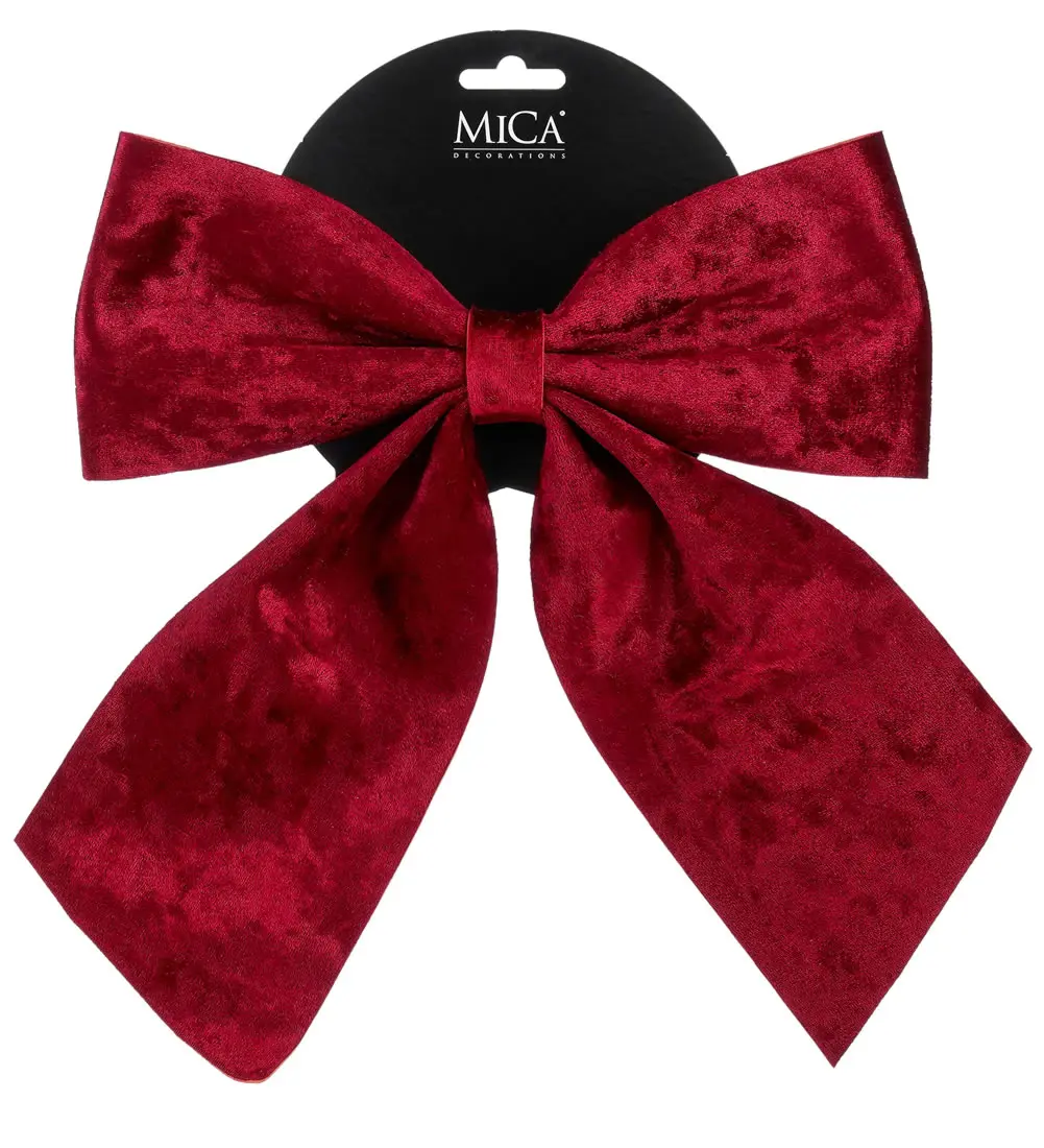 Decoratie strik velvet bordeaux 24 x 28 cm (per stuk)