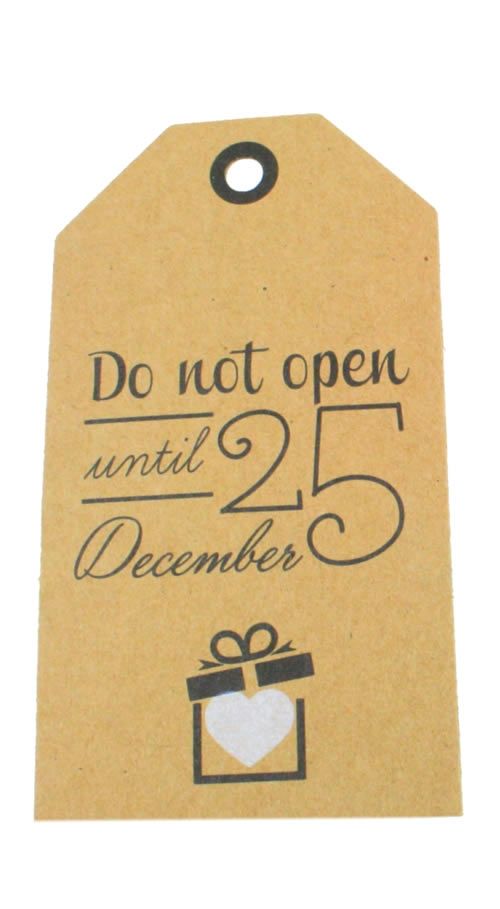 Cadeau label do not open kraft 5 x 9 cm (20 stuks)