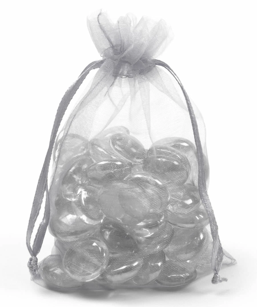 Organza zakjes grijszilver 15 x 23 cm (50 stuks)