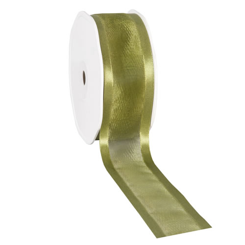 Organza satin edge mosgroen 38 mm (25 meter)