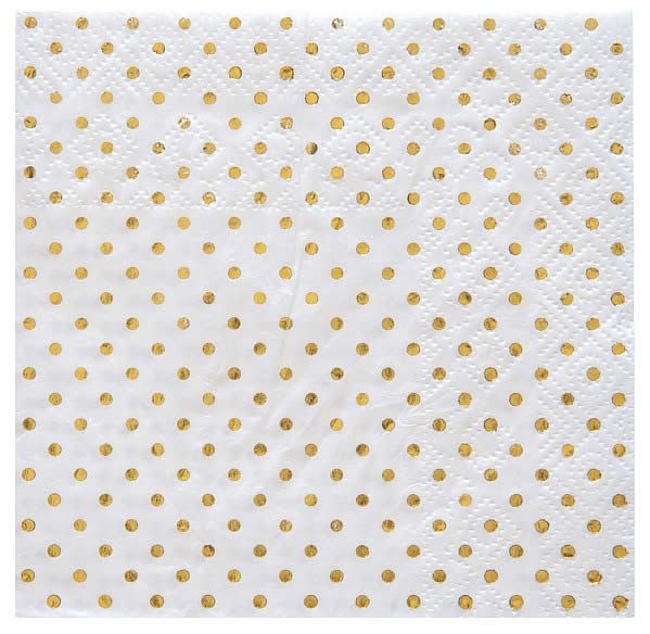 Servetten metallic dots goud 12.5 x 12.5 cm (20 stuks)
