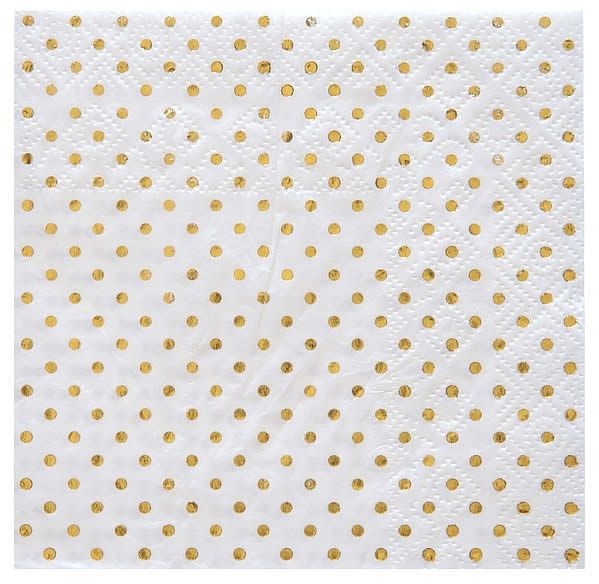 Servetten metallic dots goud 12.5 x 12.5 cm (20 stuks)