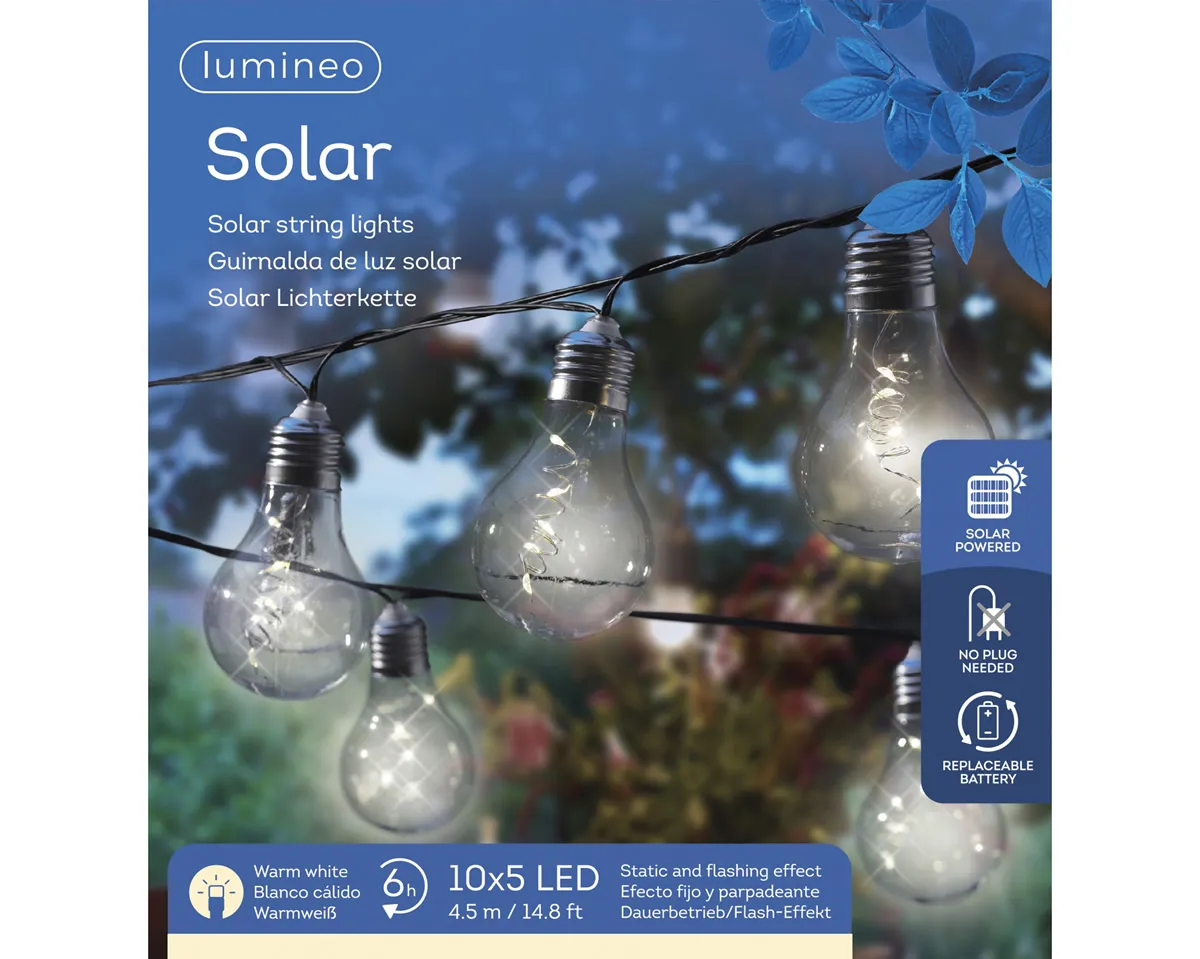 Solar lichtsnoer buiten 10 x 5 led (4,5 meter) Solar lichtsnoer buiten 10 x 5 led (4,5 meter)