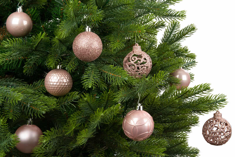 Kunststof kerstballen poederroze 6 cm assorti (37 stuks)