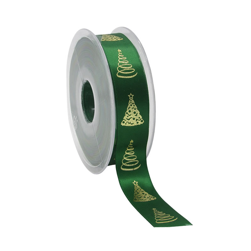 Satijnlint kerstboom donkergroen 23 mm (25 meter)
