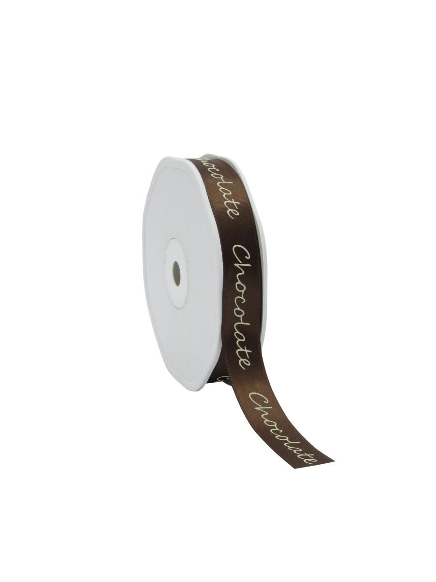 Cadeaulint chocolate bruin 15 mm (25 meter)