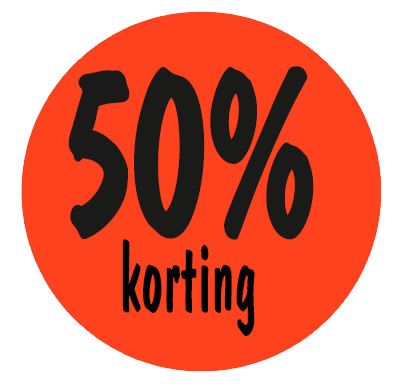 Kortingsetiket 50% 35 mm  (500 stuks) 