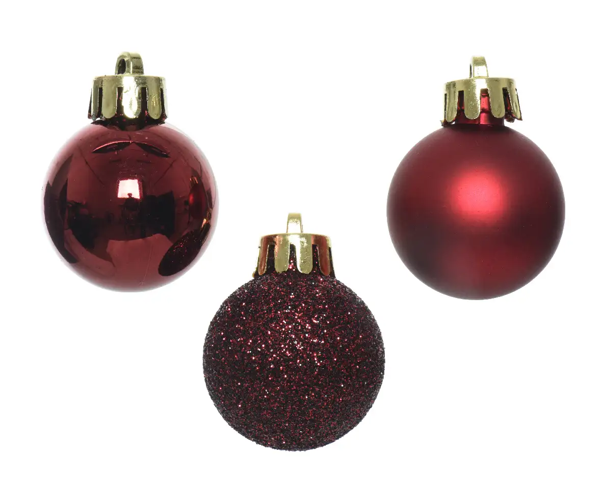 Kerstballen bordeaux 3 cm assorti (14 stuks)