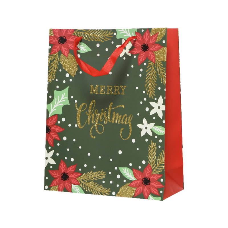 Kersttassen kerstster groen 18 x 8 x 24 cm (6 stuks)