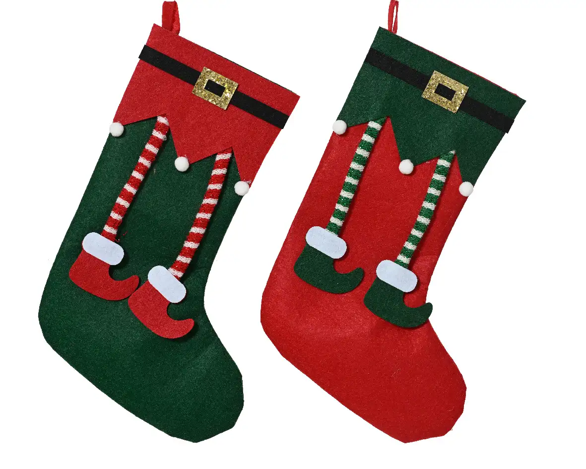 Kerstsokken elfjes vilt 36 cm (set 2 stuks)