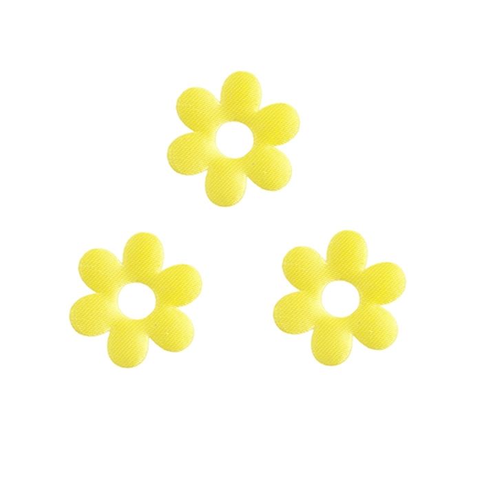 Decoratie bloemen satijn geel 3 cm (24 stuks)