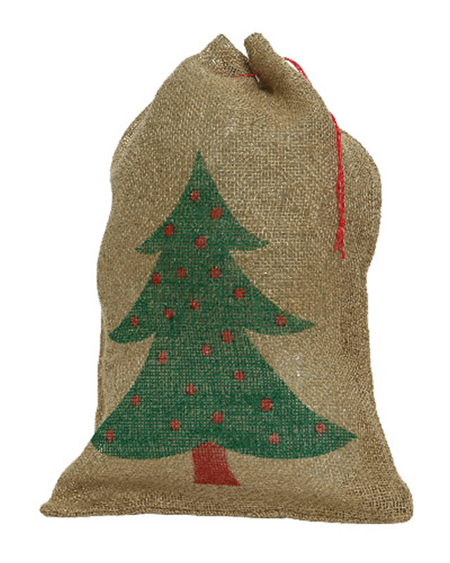 Jute zak kerst 50 x 20 cm (set van 4 stuks)