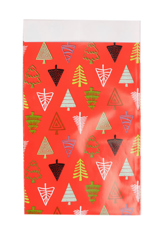 Papieren zakjes kerstboom rood 12 x 19 cm (50 stuks)