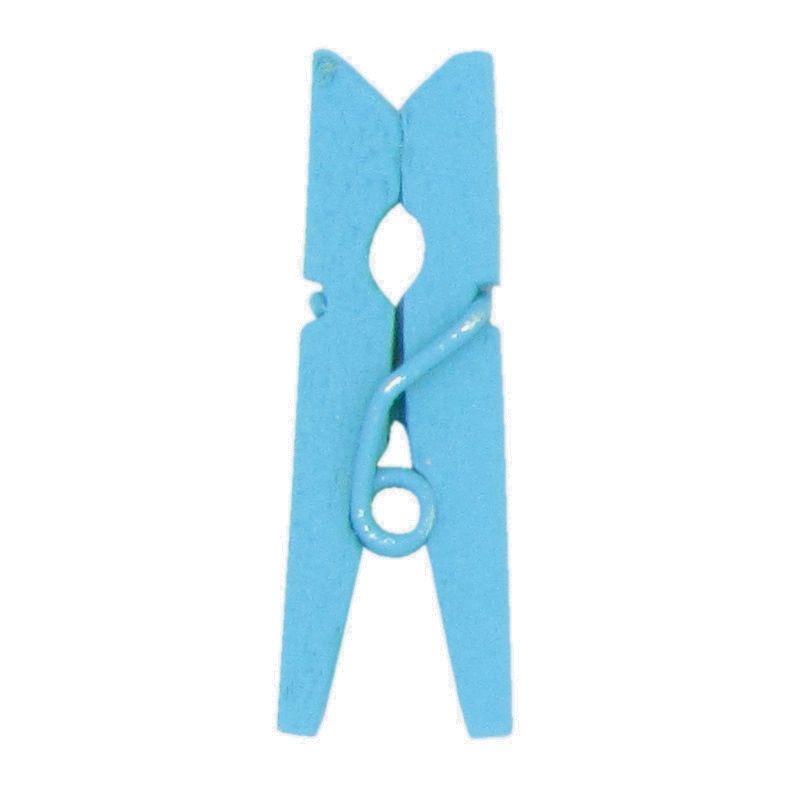 Houten knijper blauw 2,5 cm (24 stuks)