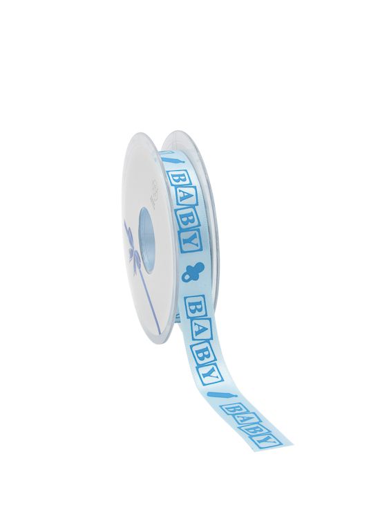 Cadeaulint baby blokken blauw 15 mm (25 meter)