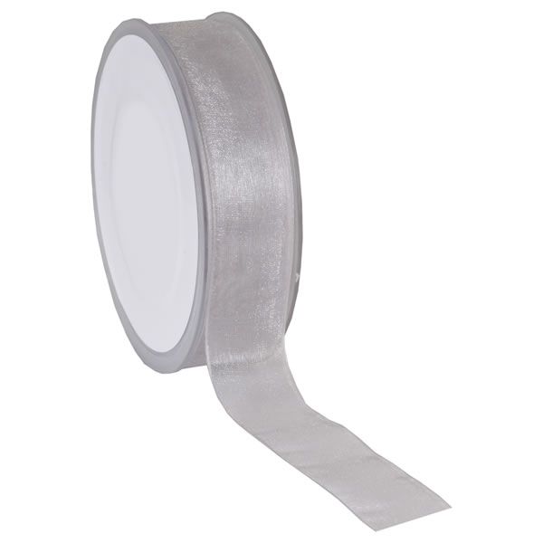 Organza lint zilvergrijs 25 mm (50 meter)