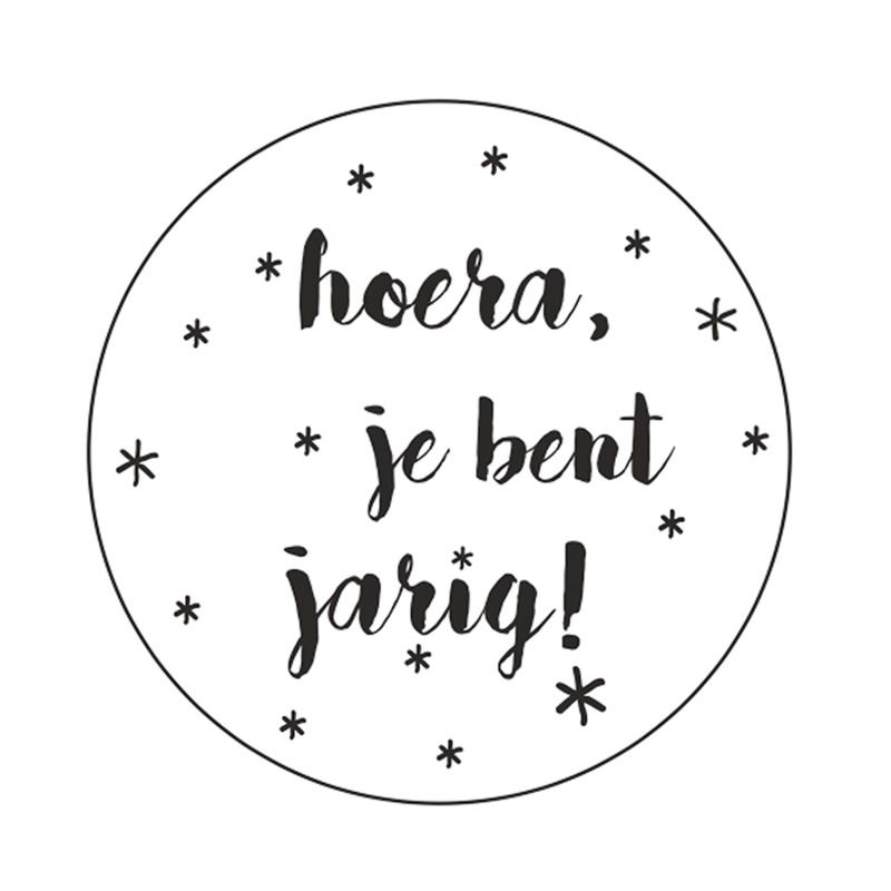 Wensetiket je bent jarig wit 47 mm (500 stuks)