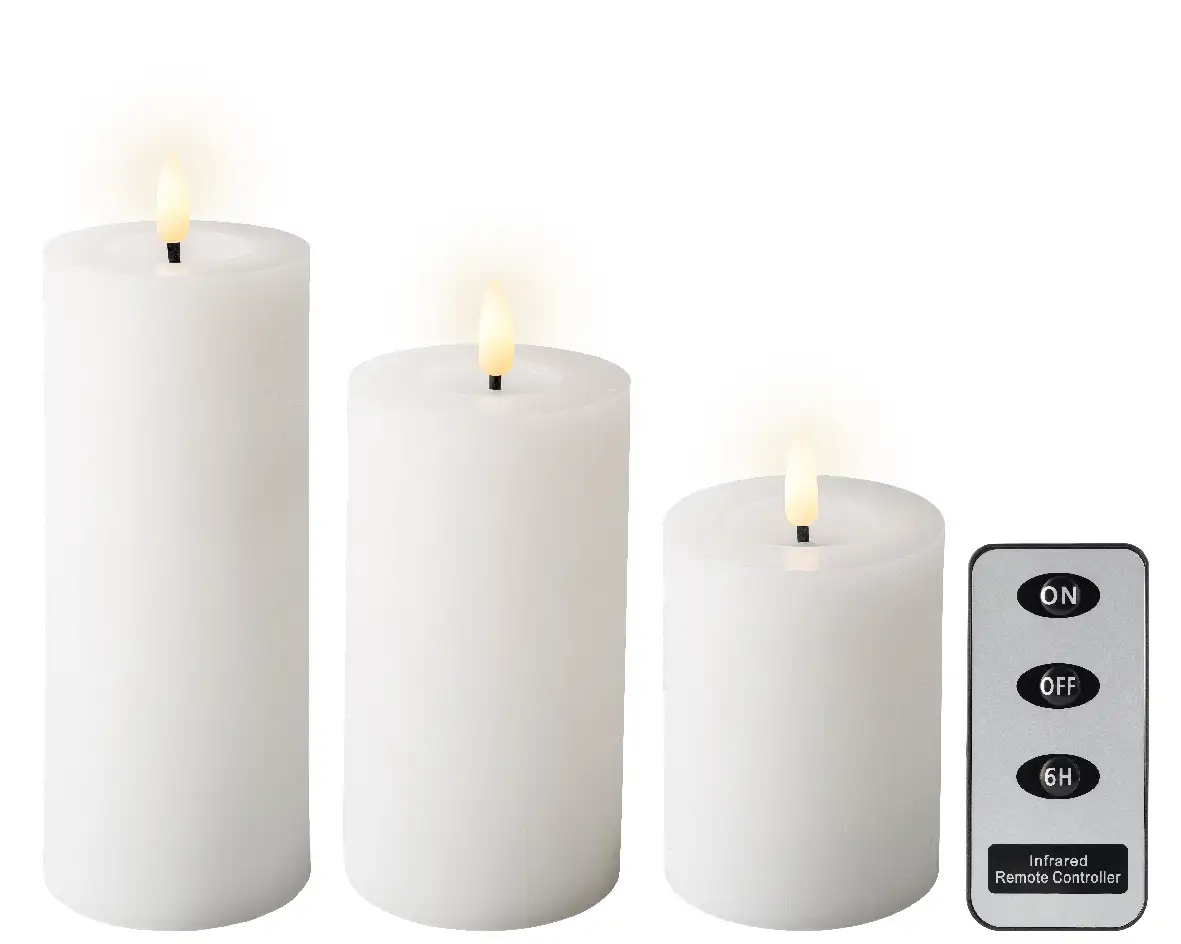 Led kaarsen wit met afstandsbediening set (3 stuks)