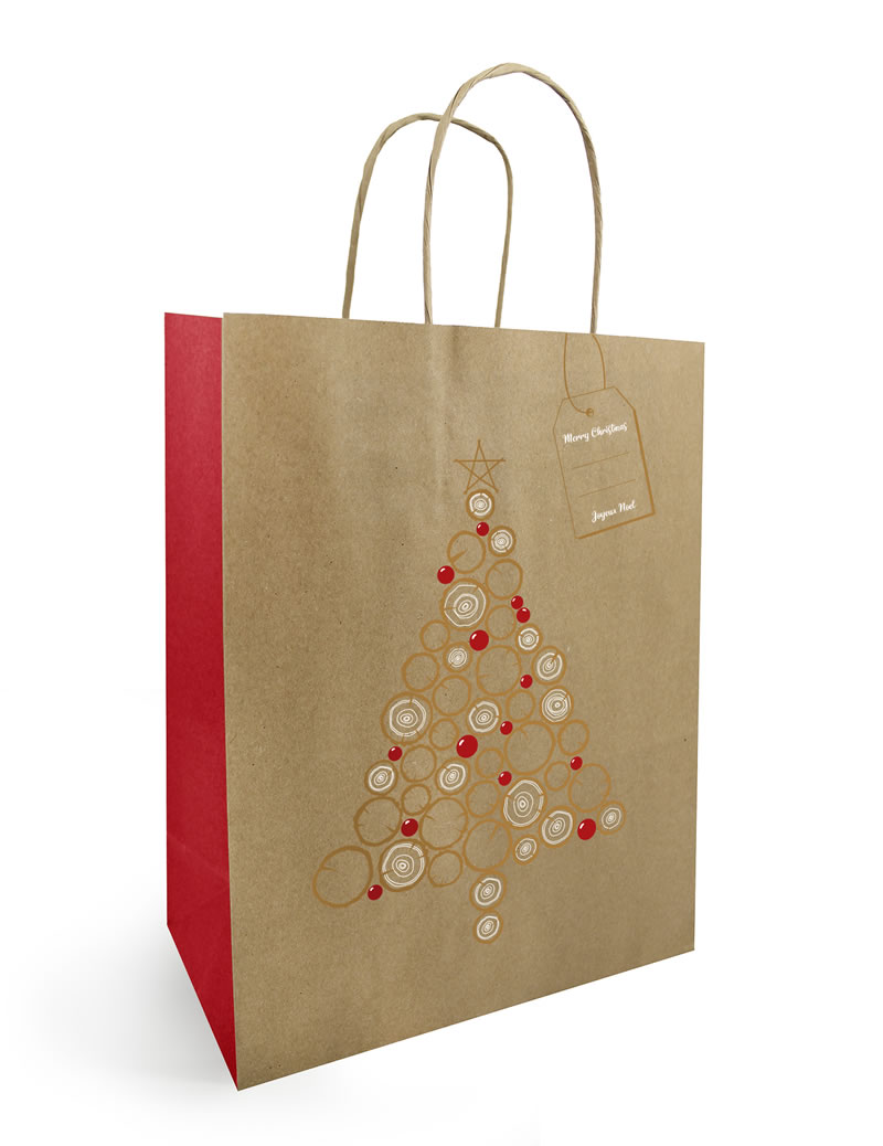 Draagtassen celebration kraft 26 x 12 x 32 cm (50 stuks)