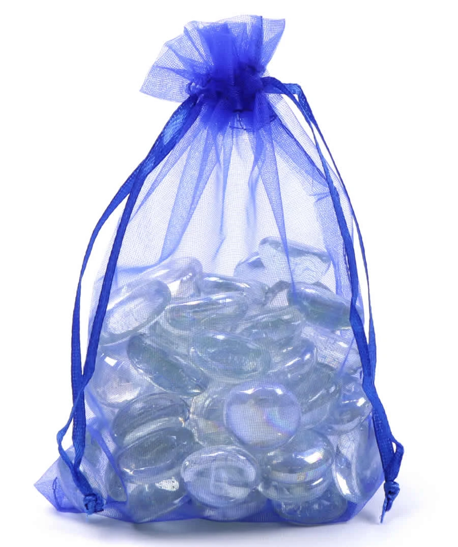 Organza zakjes kobalt blauw 15 x 23 cm (50 stuks)