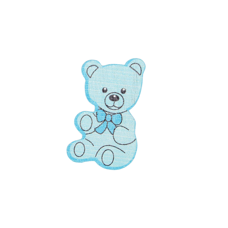 Houten plakdecoratie teddybeer blauw 3 cm (50 stuks)